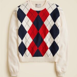 J. Crew perfect Cashmere Crewneck sweater in argyle
